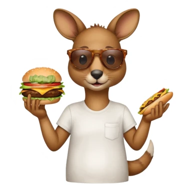 kangroo with hamburger wearing tshirt and sunglasses sticker