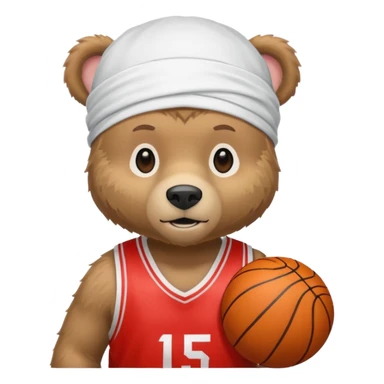 cute Russian grizzly bear wearing a white durag and a basketball jersey sticker