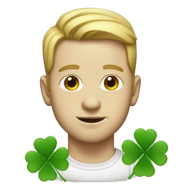 white man with four leaf clover sticker