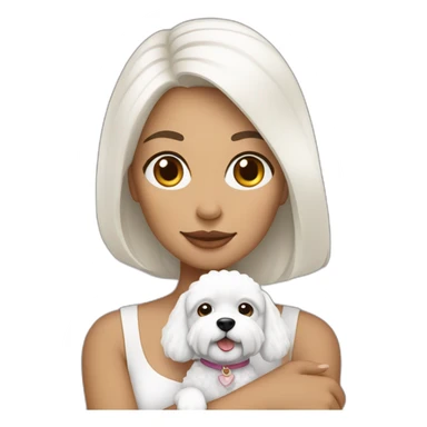 mujer con perro bichon blanco sticker
