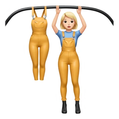 Hanging Wedgie on Tree in Highwaisted Latex Overalls stuck, tight sticker