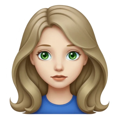 Girl with long slightly wavy dark dirty blonde hair, green blue grey eyes, pale skin and slightly fuller lips sticker
