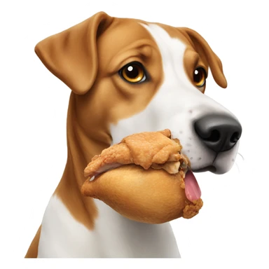 realistic dog eating chicken  sticker
