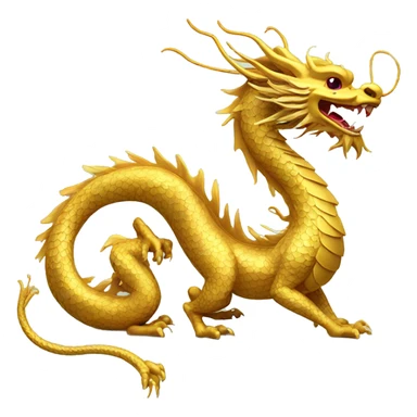 Golden Chinese dragon with floral pattern on its body  sticker