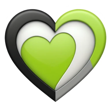 Lime green, white, grey, and black heart sticker
