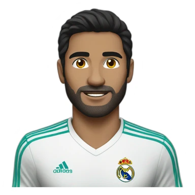 A black-haired man supports Real Madrid sticker