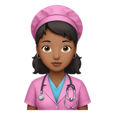 black Nurse wearing pink sticker