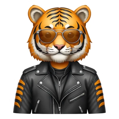 Tiger biker with leather jacket and sunglasses sticker