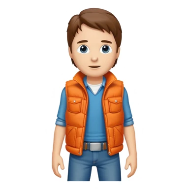 Marty McFly with orange vest and jeans sticker