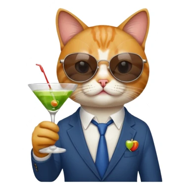 Cat with sunglasses and a martini sticker