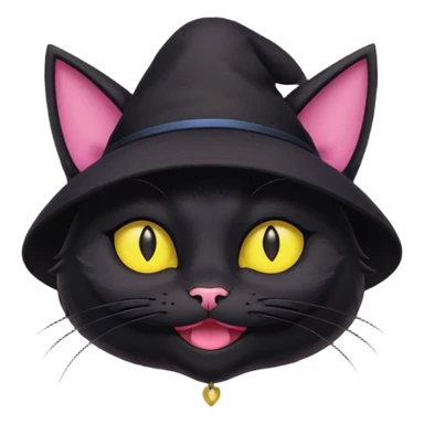 image friend from deltarune, a cat with a pink eye and a yellow eye, and black fur and pointy ears smiling sticker