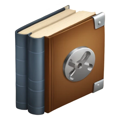 isometric thick BOOK with picture of wood, welder, leather sticker