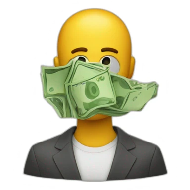 mistery person man with money face covered question mark sticker