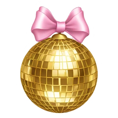 gold disco ball with bow light pink sticker