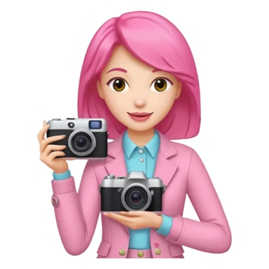 cheerfull pink women with digicam sticker