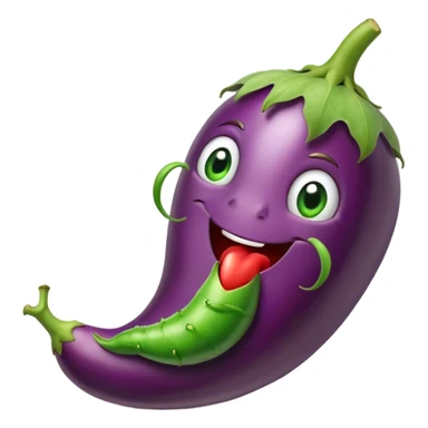 eggplant with a worm coming  sticker