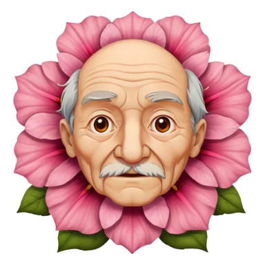 old mans face in the center of a flower sticker