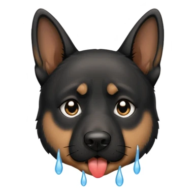 all black german shepherd face crying large tears looking sad sticker