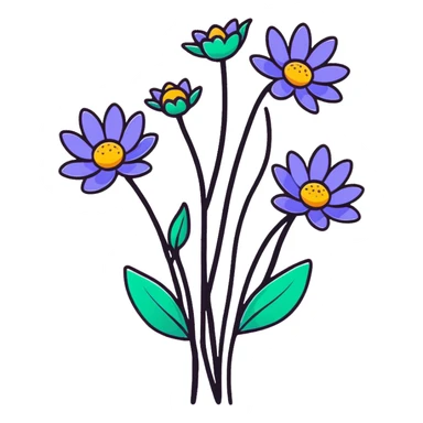 space flowers cartoonish sticker style sticker
