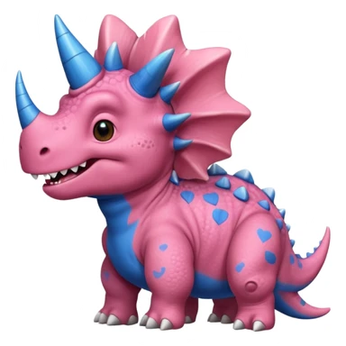 Triceratops cute pink kawei in love with Blue t-Rex  sticker