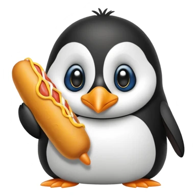 Penguin eating corn dog sticker