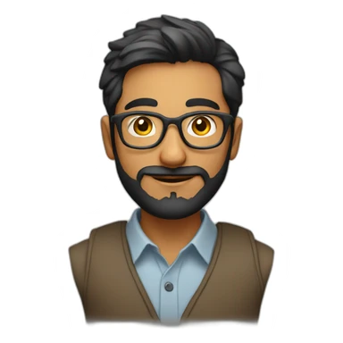Young indian physics phd student with a short beard and round glasses sticker