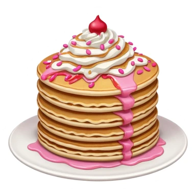 stack of pancakes with whip cream and pink and red sprinkles sticker