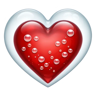 glass heart with bubbles and red blood liquid, extra shiny sticker