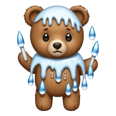 Teddy bear with icicles on her body  sticker
