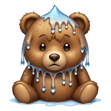 Sad Teddy bear with icicles dripping off her sticker
