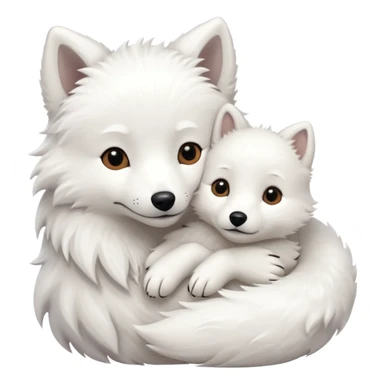 Arctic fox and white dog hugging  sticker
