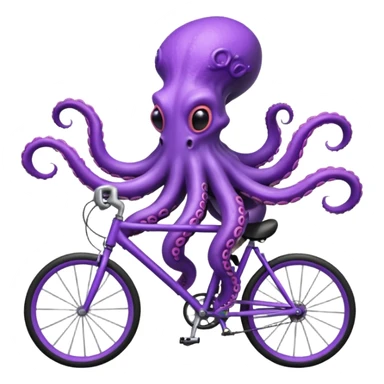 tentacle alien riding a bicycle, octopus-like alien using tentacles to steer, weird but cute anatomy, sci-fi fantasy vibe, 3D cartoon, mobile game icon style, clean background, no text, no watermark
 sticker