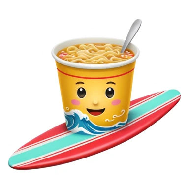 Cup noodle sitting on the surfboard sticker