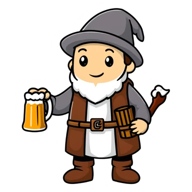 medieval pilgrim with bottle of beer sticker