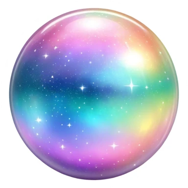 Pastel sparkly glittery iridescent rainbow transparent nebula ball sphere orb sticker