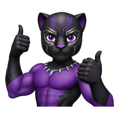 black panther with purple eyes, thumbs up sticker