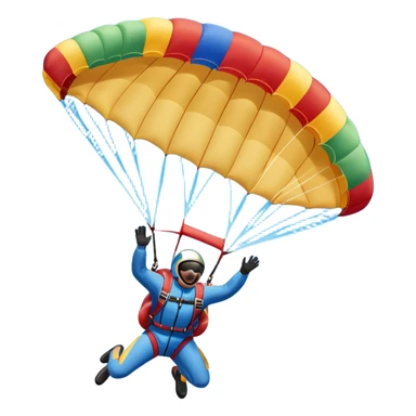 A skydiver free-falling through the clear sky, with a brightly colored parachute just about to open. The scene captures the thrill of the sport, with the vast expanse of the sky and distant ground below, emphasizing the excitement and adrenaline of parachuting sticker