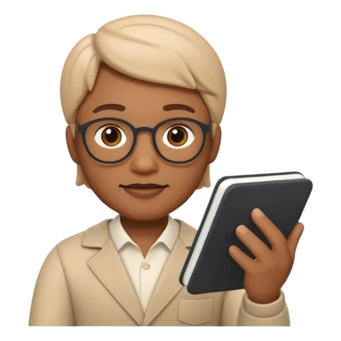 Apple Memoji-style 3D emoji of a playwright with a script in hand, smooth gradients, rounded shapes, no background.
 sticker