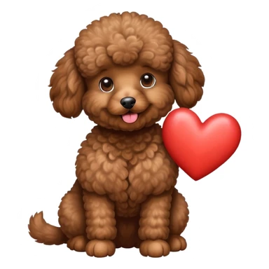 Cute brown poodle giving a heart while standing up sticker