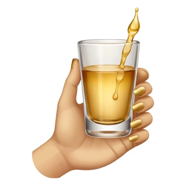 a hand holding a small shot glass sticker