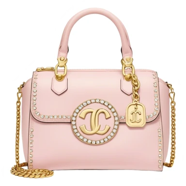 pale pink juicy couture purse with big gold JC on the front bling bling sticker