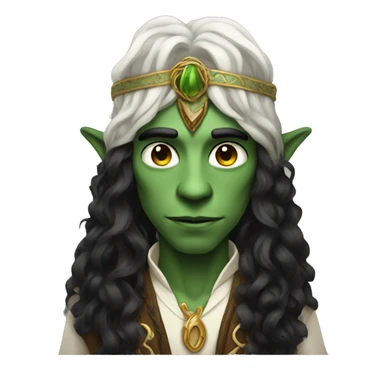 A modern witchdoctor, a male fantasy elf with long black curly hair. sticker