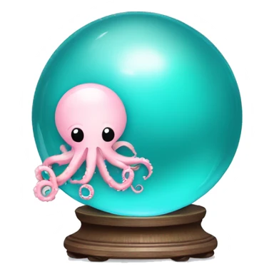 turquoise crystal ball with a light pink cute surgical octopus sticker