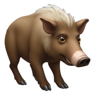 anthropomorphic brown boar with white tusks sticker