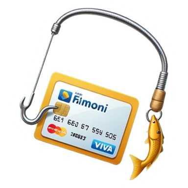 credit card phishing prevention with a fishing hook sticker