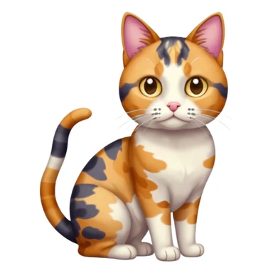 full body anxious looking colourful patchy calico tabby cat sticker