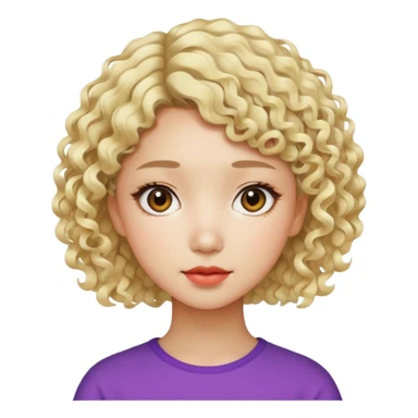 modern Asian girl, short curly light blonde hair, colorful and artistic, graphic design sticker