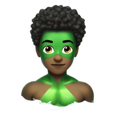 1 Afro Light-skinned male  teenager shirtless in a green superhero costume of Prince Namor swimming. sticker