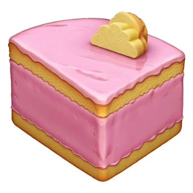 sweet simple slice of sponge cake with pink frosting on the outside, pointing right sticker