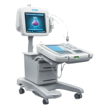 Ultrasound machine with probe and gel sticker